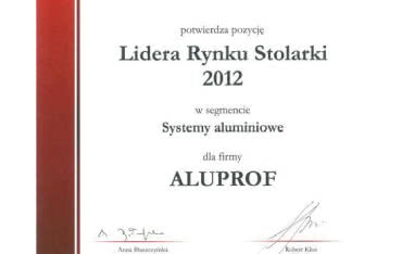 Aluprof Liderem Rynku Stolarki 2012!